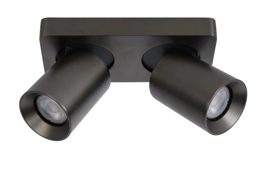 Lucide NIGEL - Plafondspot - LED Dim to warm - GU10 - 2x5W 2200K/3000K - Zwart Staal - uit